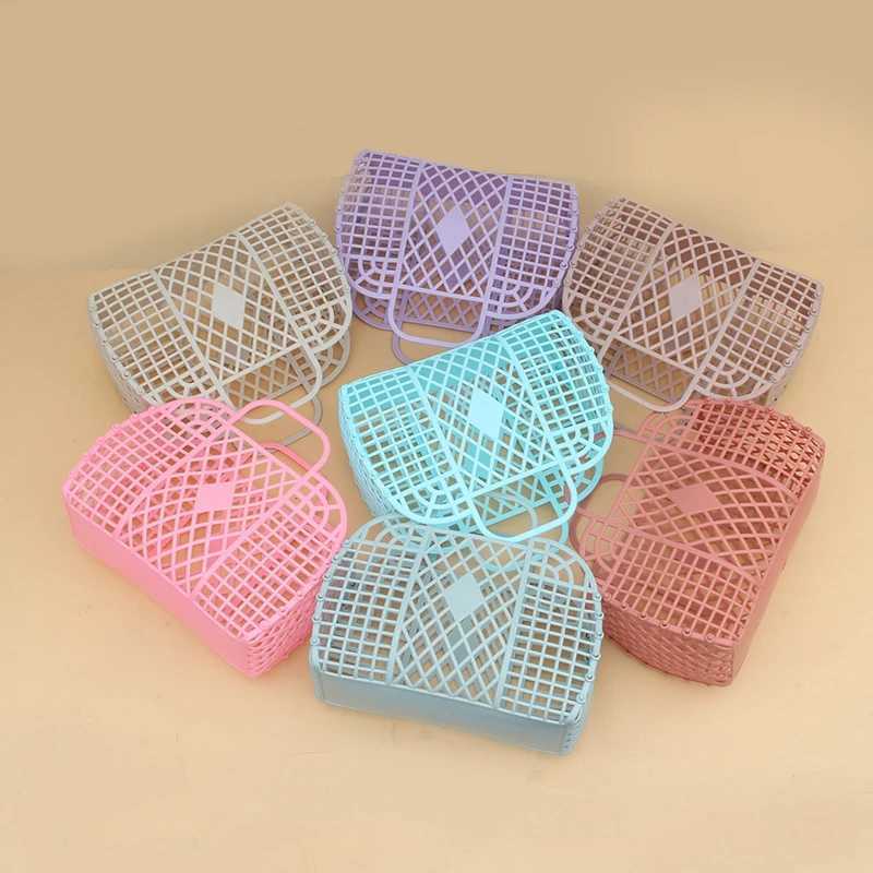Summer Jelly Bag Portable Vegetable Basket Hollow Jelly Bag Girl Large Capacity Holiday Handbag Jelly Beach Tote Bags Organizer B250618