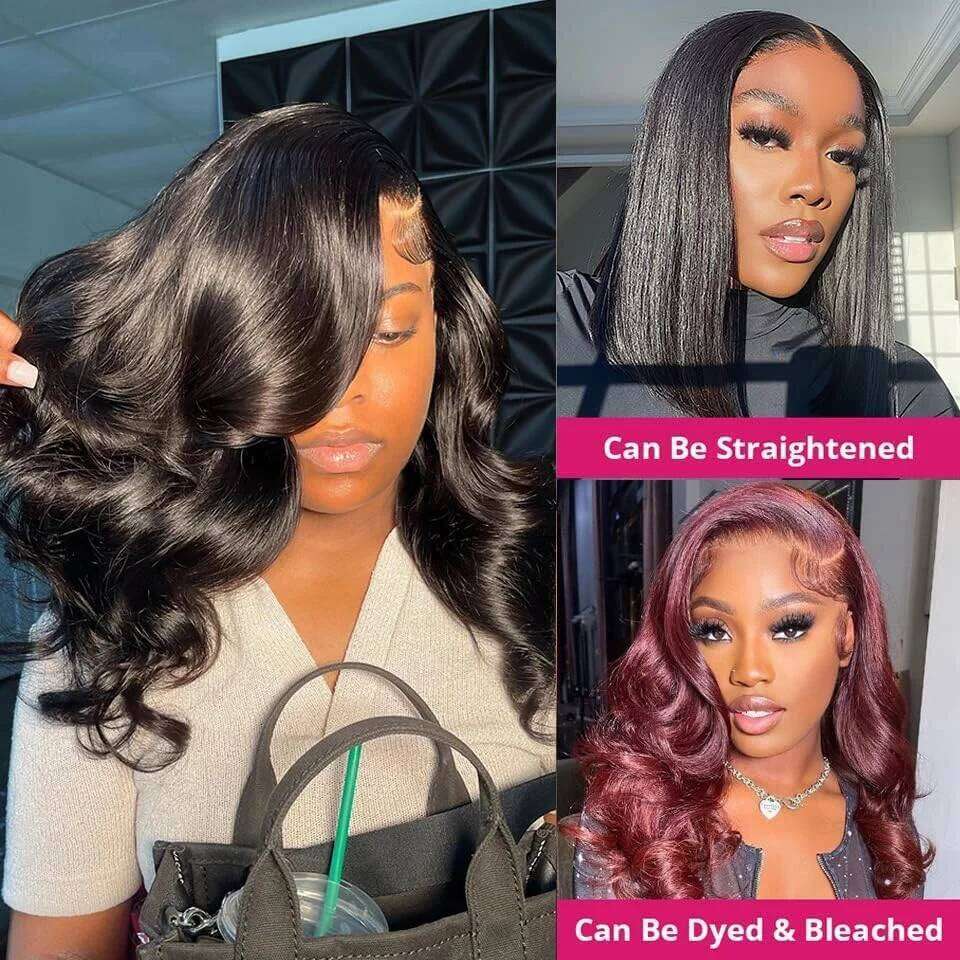 Brazilian Short Bob Body Wave Frontal 5x5 Glueless Closure Wig 13x6 Lace Front Human Hair Wigs Pre Plucked 250 Density