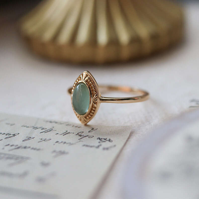 Light Double Layer Stone Craft Natural Topaz Peridot Flower Ins Style Adjustable Ring