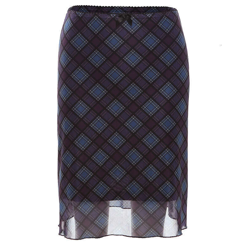 Summer New Women's Fashion Solid Color Slim Fit Camisole Vest And Plaid Skirt Set B5