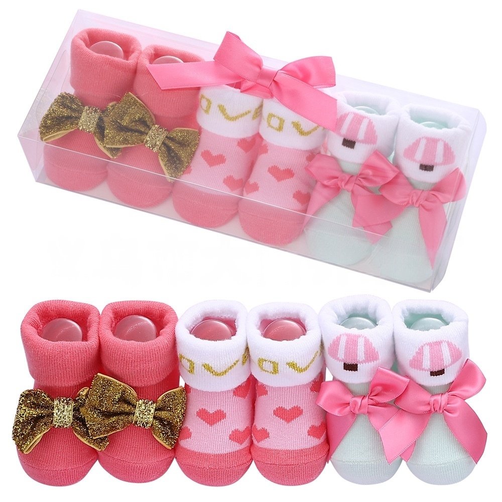 3 Pair Cotton Baby Socks Floor Kids Toddlers Autumn Spring Cute Infant Newborn Cute Gift Newborn Gift Baby Accessories Floor Antiskid Children Socks D