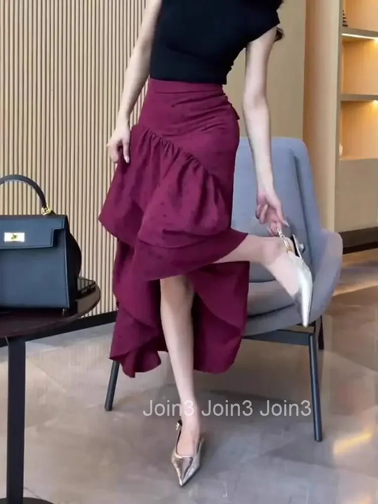 Woman Skirt Midi High Waist Purple 2025 Trend Aesthetic Clothing Sales Luxury Elegant Stylish Casual Harajuku V Skirts for Women