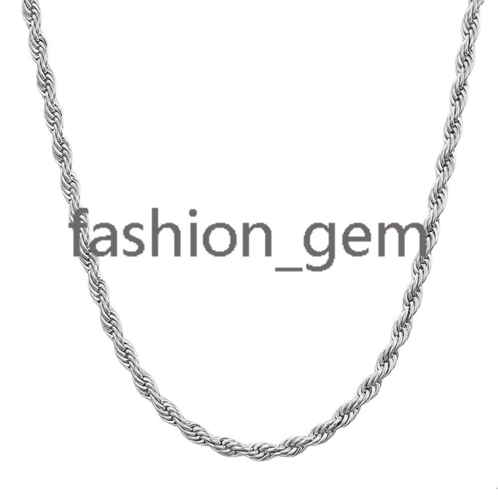 3MM/5mm Men Women Silver Rope Chain Fine Jewelry 925 Sterling Silver Twist Rope Chain Necklace for Gifts