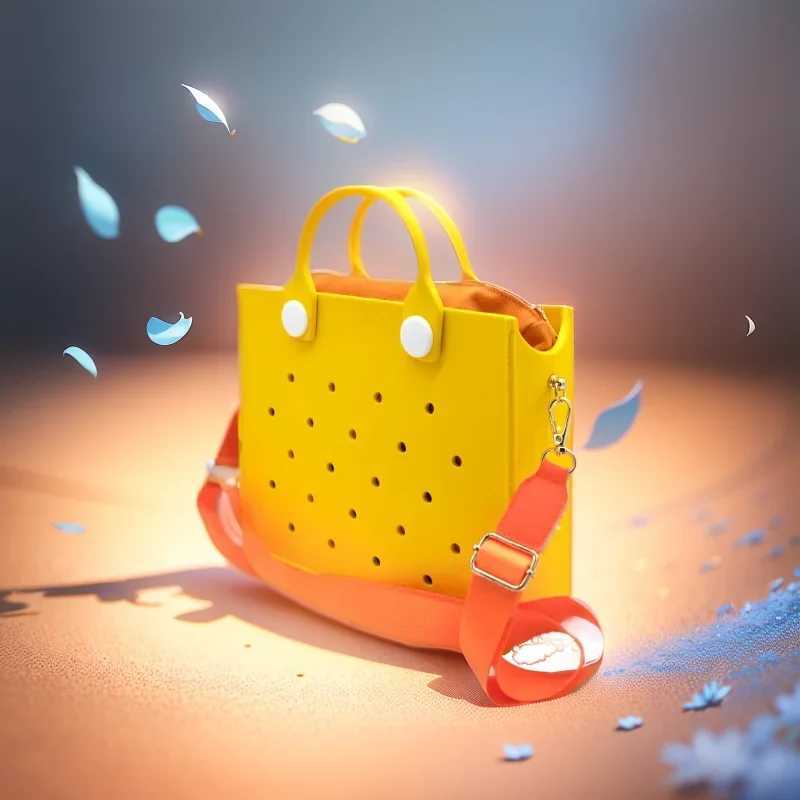 The orange guy Purple Wen Fi New EVA Punched Handbag Casual Waterproof Travel Tote Bag Fit Charms Outdoor Beach Bags B250618