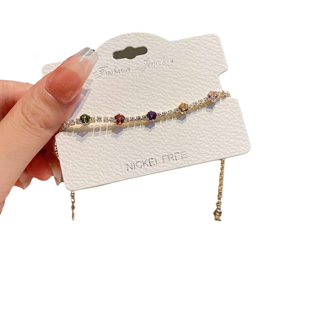Ultra-fine Delicate Exquisite Colorful Zircon Bracelet 2023 Internet Celebrity Style Dongdaemun Personality Lobster Clasp Jewelry J730