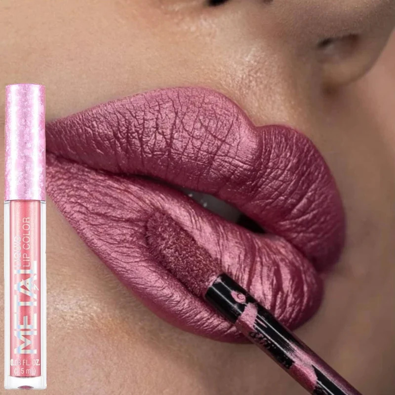 Matte Glitter Liquid Lip Gloss Makeup Waterproof Non-stick Cup Metal Lipstick Set Lasting Shiny Lip Color Tone Charming Lipstick 250618