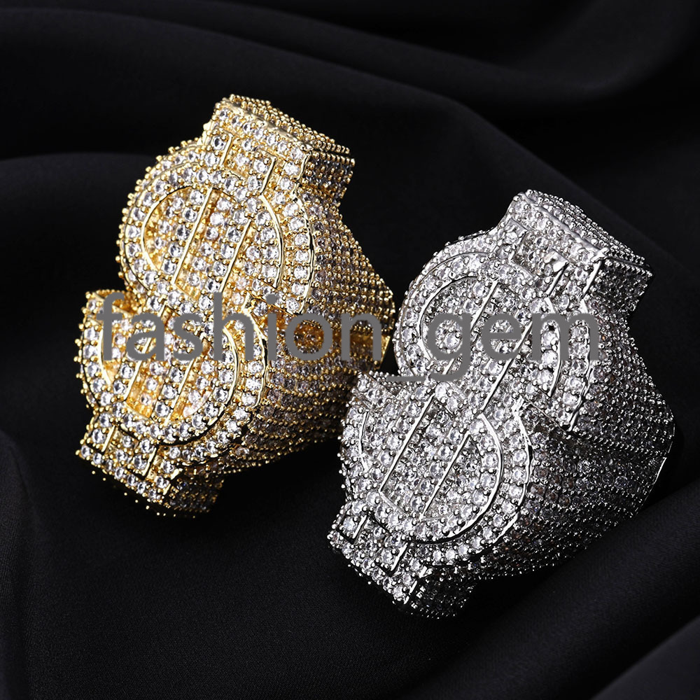 Hip Hop S925 Silver Moissanite Cross Ring Personality Trend Mens Ring