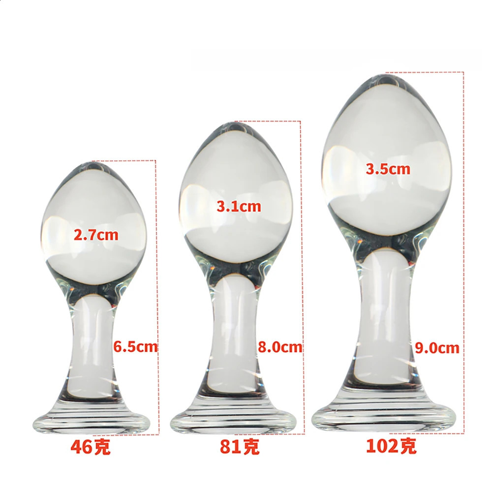 3pcs Small Anal Plug Smooth Glass Butt Plug Beginner Women Sex Toys Pink Glass Anal Plug Anchor Base Choose Prostate Massage 250617
