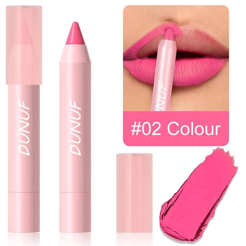 18 Colors Lipstick Pencil Matte Velvet Waterproof Long-lasting Non-stick Cup Stick Sexy Rose Red Nude Brown Lip Liner Makeup happy