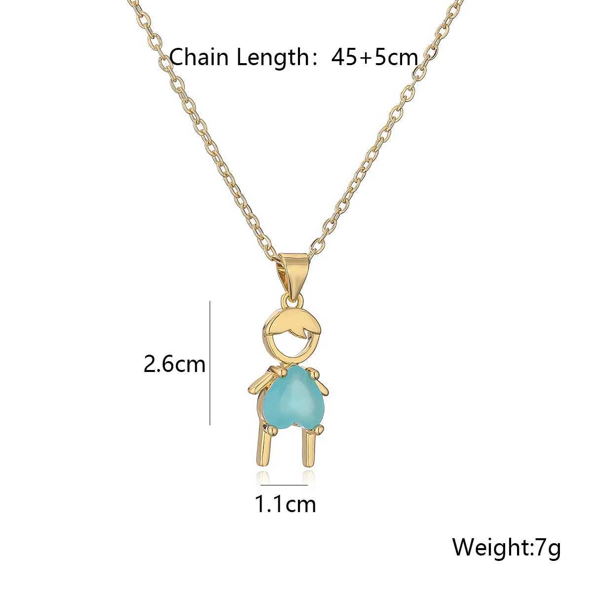 INS Design Girl/Boy Pendant Necklace For Wen GirlsStainl Steel Chain Cubic Zirconia Accories Party Daily JewelryC250617