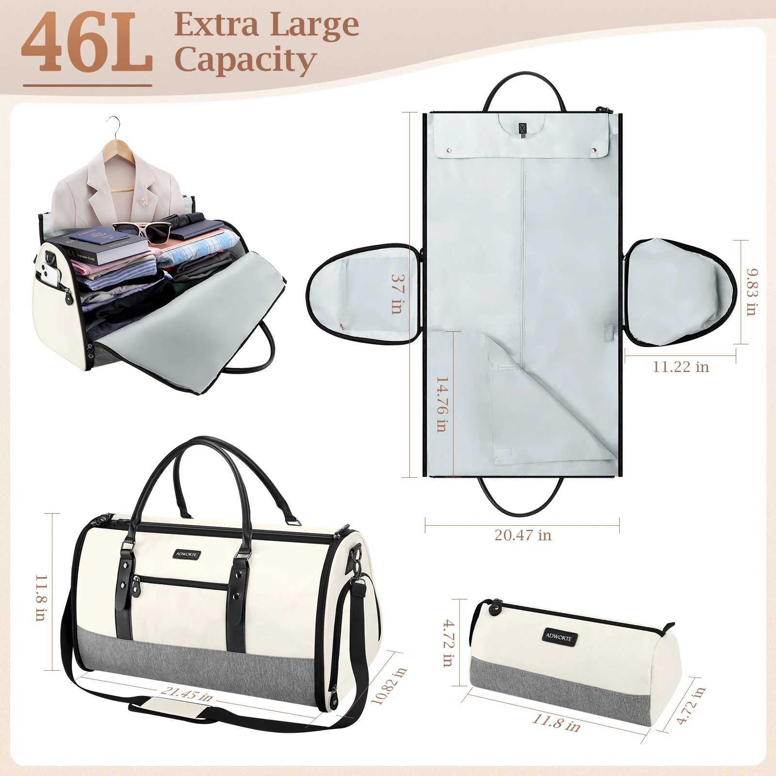 Travel Garment Bag Convertible Garment Duffel Bags Combo with Shoe Compartment Toiletry Bag Carry-On Weekend Overnight Bag W250618