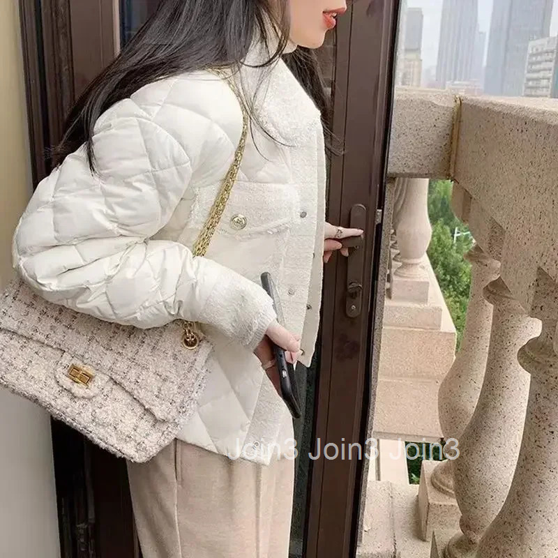 Jackets Splicing Warm Winter on Sale Parkas Woman Check Demi-season Cold Luxury Fashion 2025 Cheap Lined Great Coats for Women