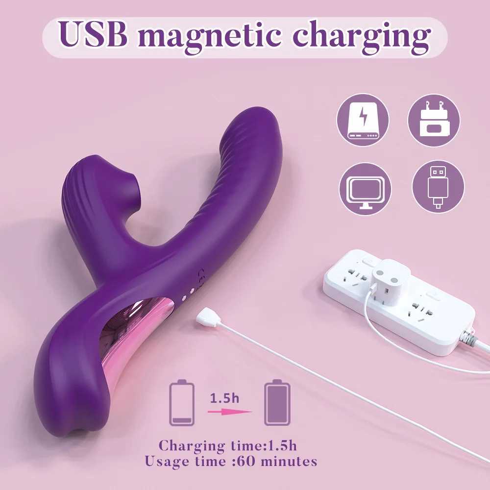 Vagina Sucking Swinging 2-in-1 Vibrator G-Spot Stimulator Dildo Vagina Massager Clitoral Suction Cup Vacuum Adult Sex Toy W250618