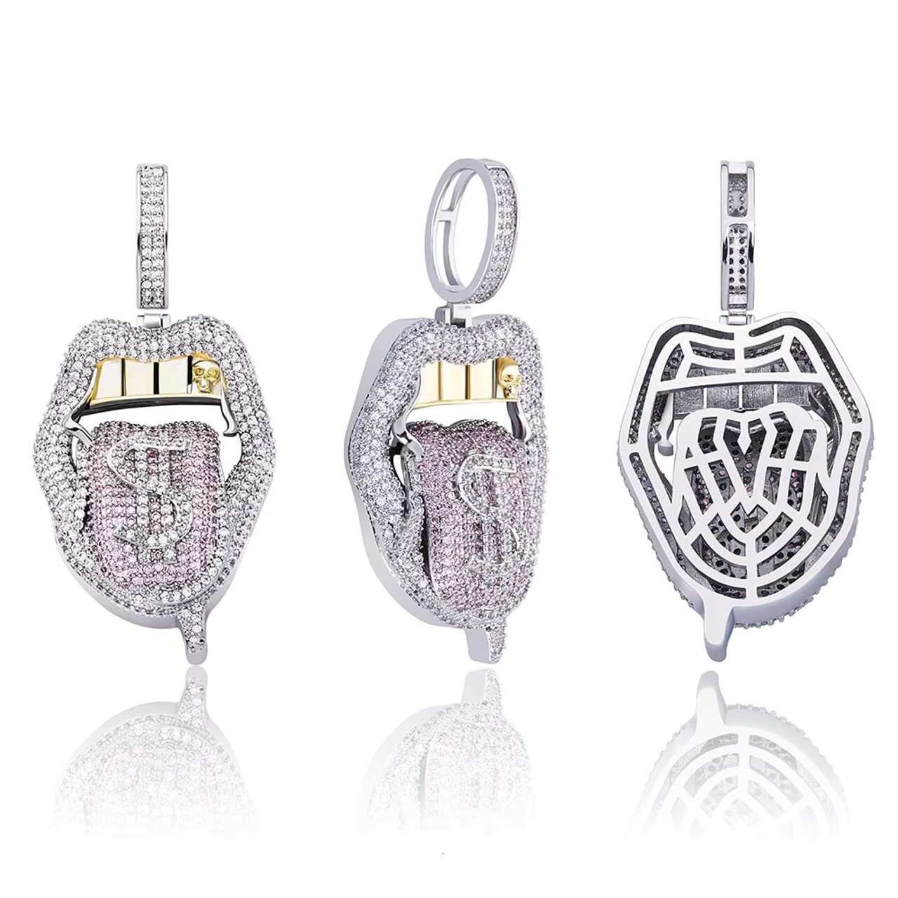 New Arrival Hot Girl Magic Money Tongue Dollar Sign 14kt Solid Gold Pendant Necklace Unique Design for Hip Hop Rapper Jewelry