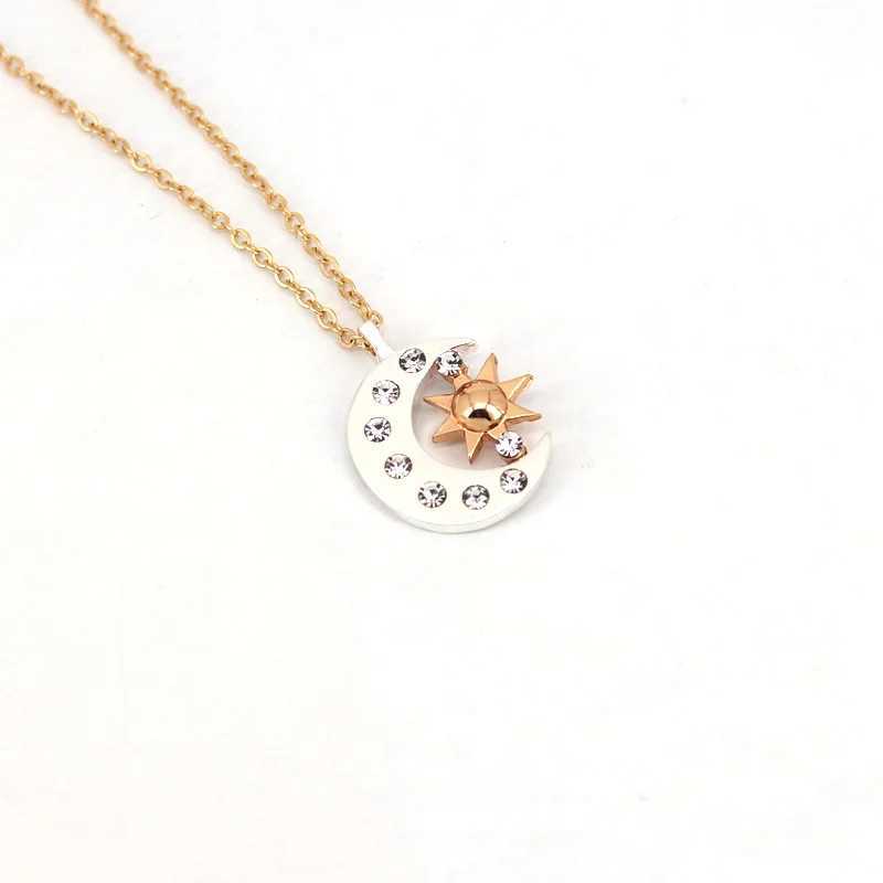 25mm*19mm New Pair of Celestial Gold Sun and Silver Color Moon Necklaces Best Friends Gift for Men Women W250618