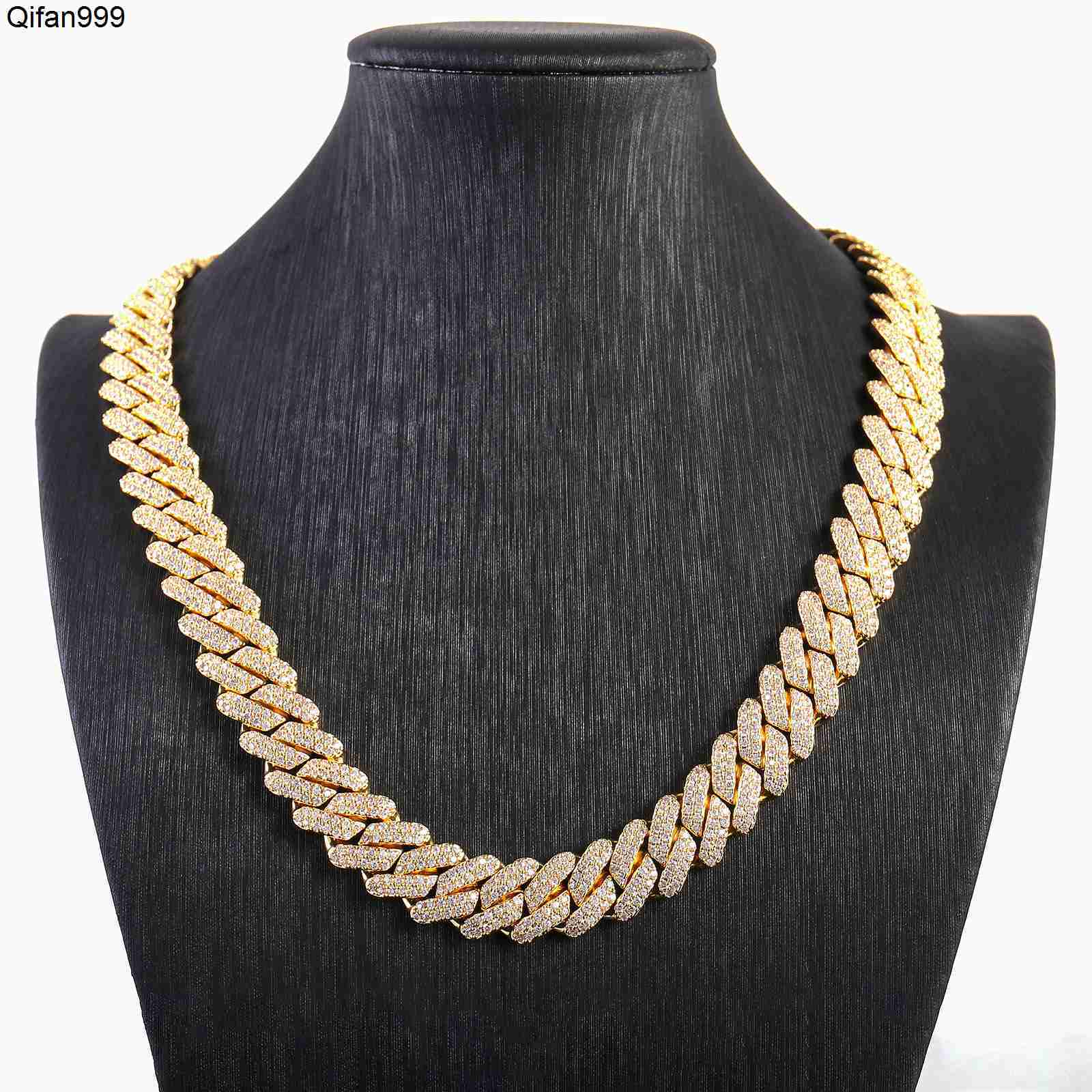 Fashion Customization Moissanite Cuban De 10mm 10k 14k 18k Gold Mossinate Diamond Cuban Chain 2 Row Stone Miami Cuban Link Chai