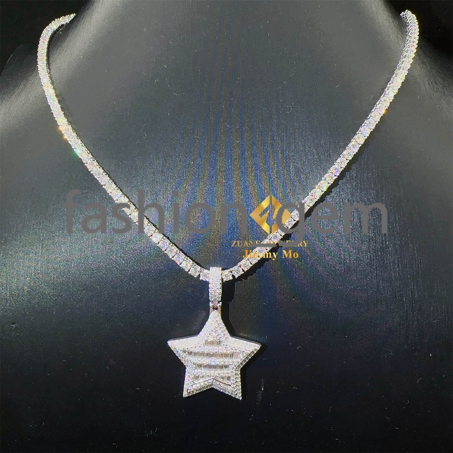 Bulk Stock Iced Out Shining Jewelry Hip Hop Pendant 925 Silver White Gold Rose VVS1 Moissanite Diamond Star Pendant