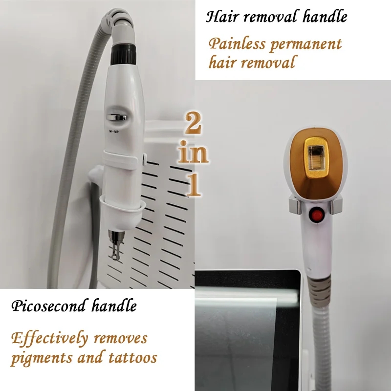 808nm 2 in 1 Diode Laser Hair Removal and Tattoo Removal 755/808/1064nm Precise Wavelength Smooth Skin Rejuvenation
