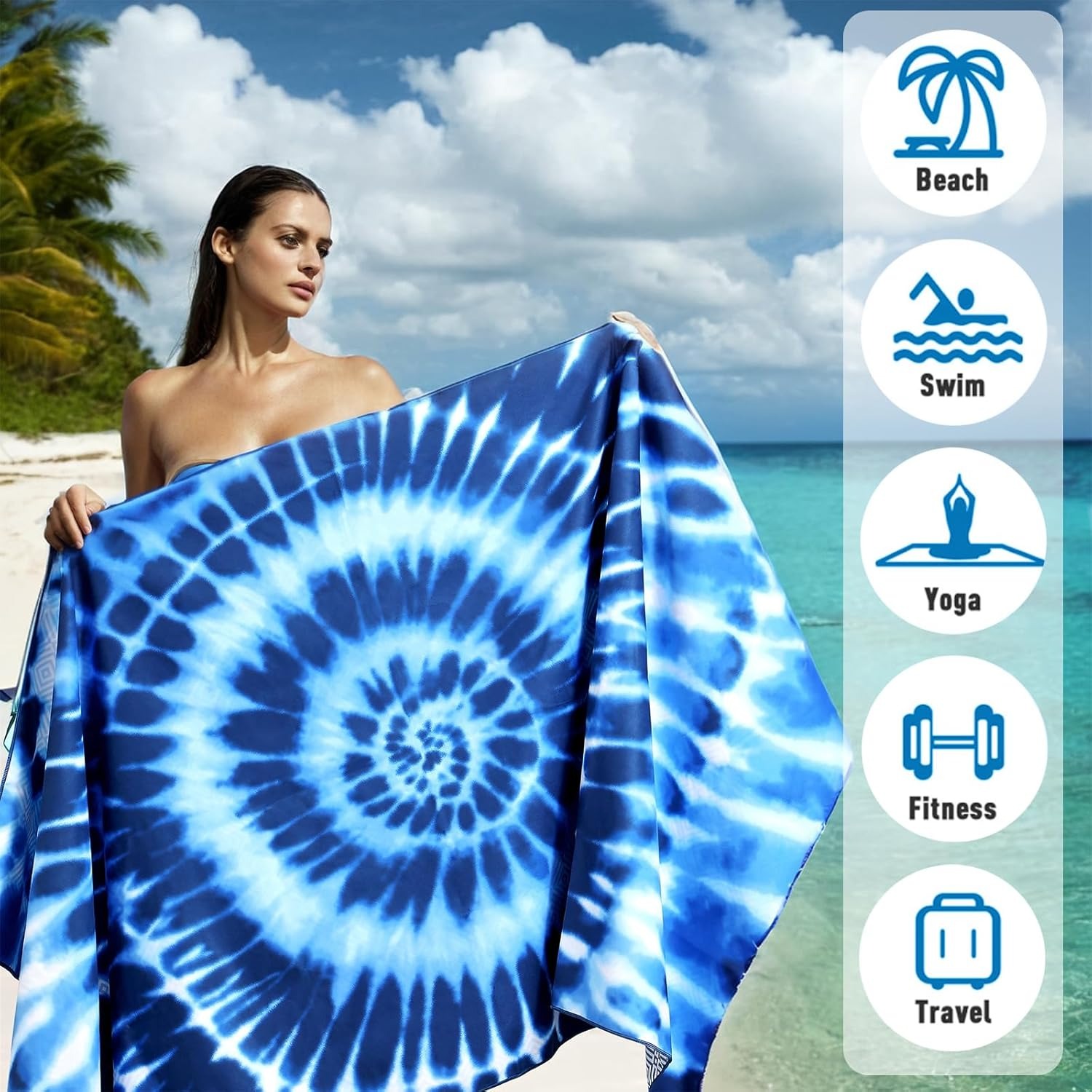 Beach Towel Sun Protection And Windproof Suitable For Beach Pool Camping Travel Beach Blanket