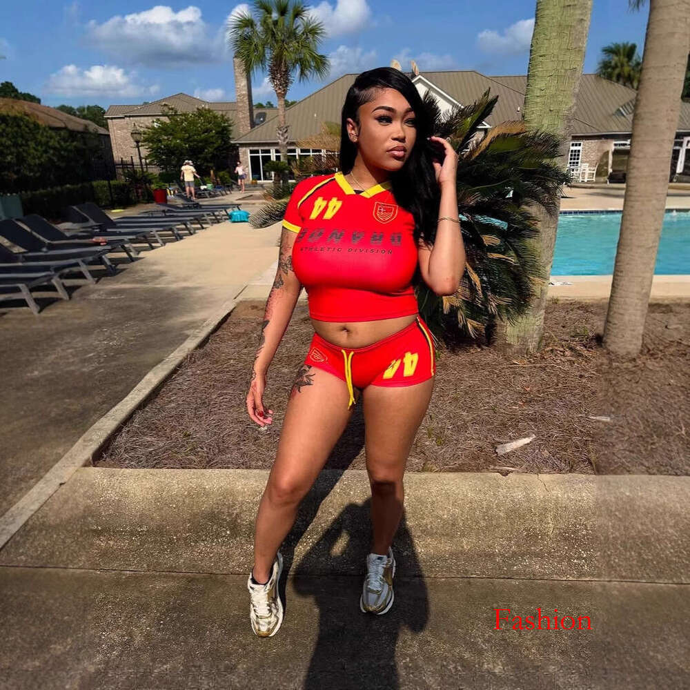 Summer New Hot Casual Trendy Women's American Style Sports Shorts Crop Top Set B5