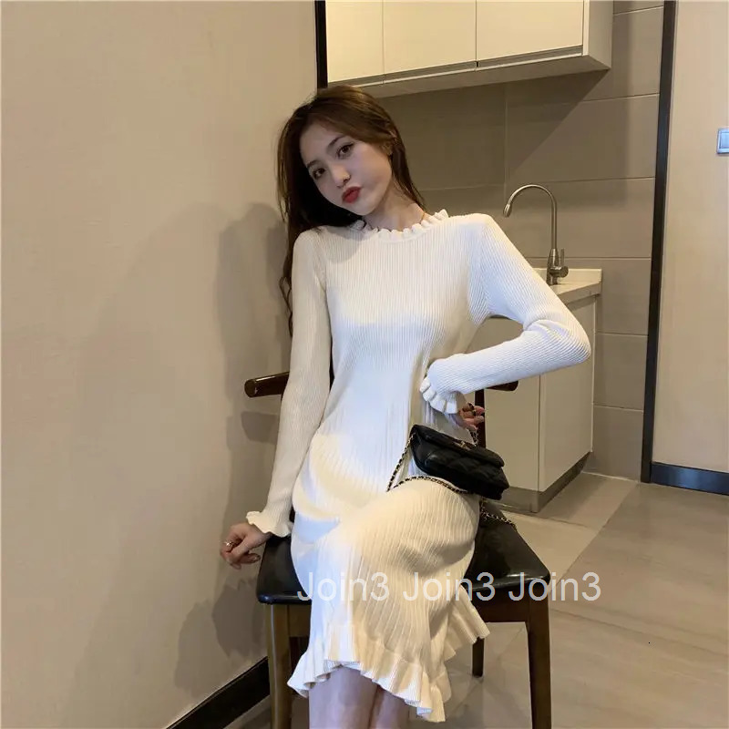 Crochet Black Woman Dress Maxi Robe Clothes Bodycon Knitted Long Solid White Dresses for Women Evening Warm Y2k Vintage Matching