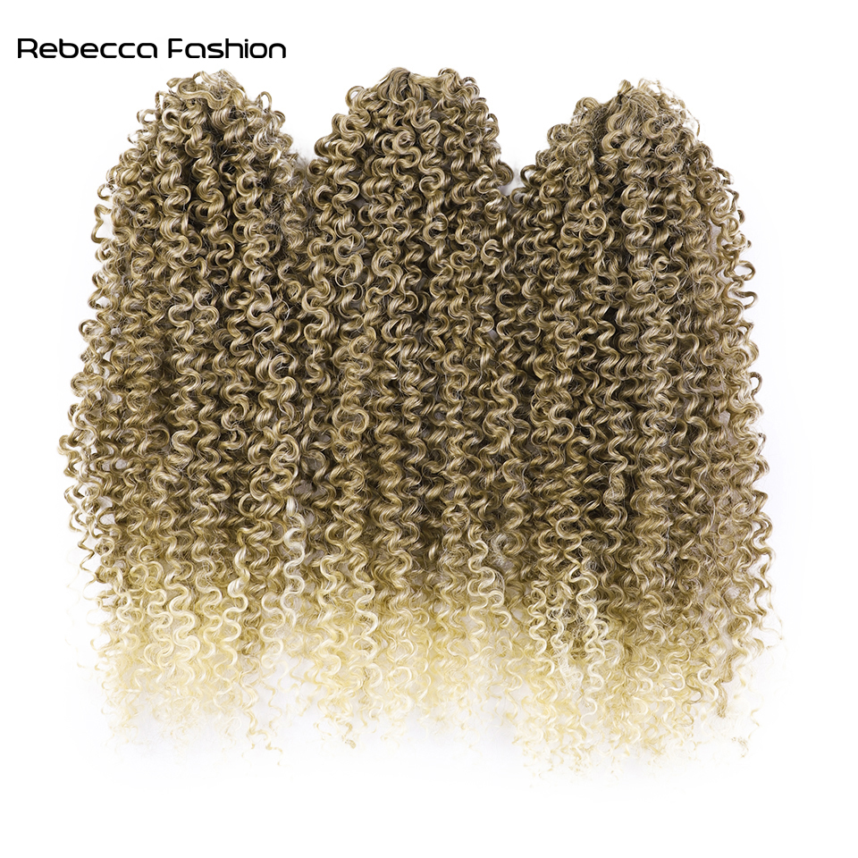 Rebecca Fashion Synthetic Hair Curly Wave Daily Synthetic Braid Hair Ombre Blonde Pink 18 Inch Deep Wave Braiding Hair Extension