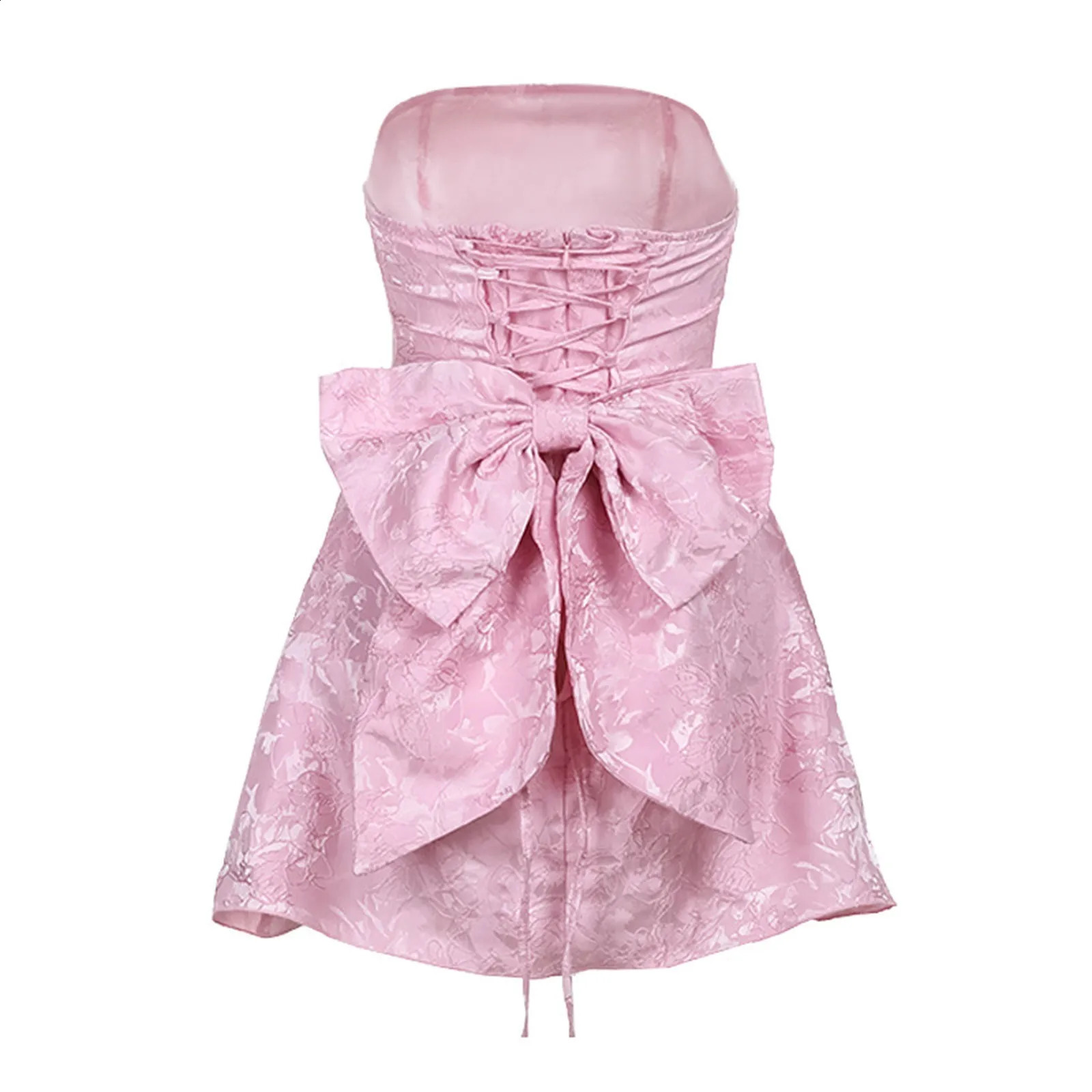 Satin Strapless Homecoming Dresses For Teens Embroidery Short Prom Cocktail Mini Party Dresses Bow On Back Cute Elegant Skirt 250617