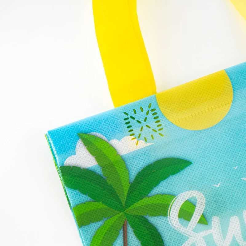 Summer Brother Holiday Portable N Woven Portable Shopping Gift Bags Beach Kids Games Surfing Toys Snacks Theme 12pcs B250618