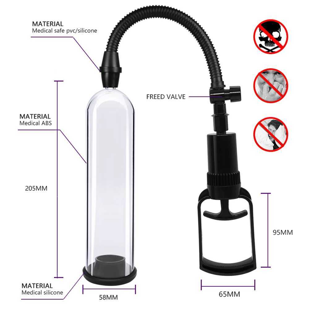 Male Penis Pump Manual Penis Enlarger Sex Toys for Men Vacuum Stimulation Masturbation Penile Extender Trainer Adults Sex Toy W250618