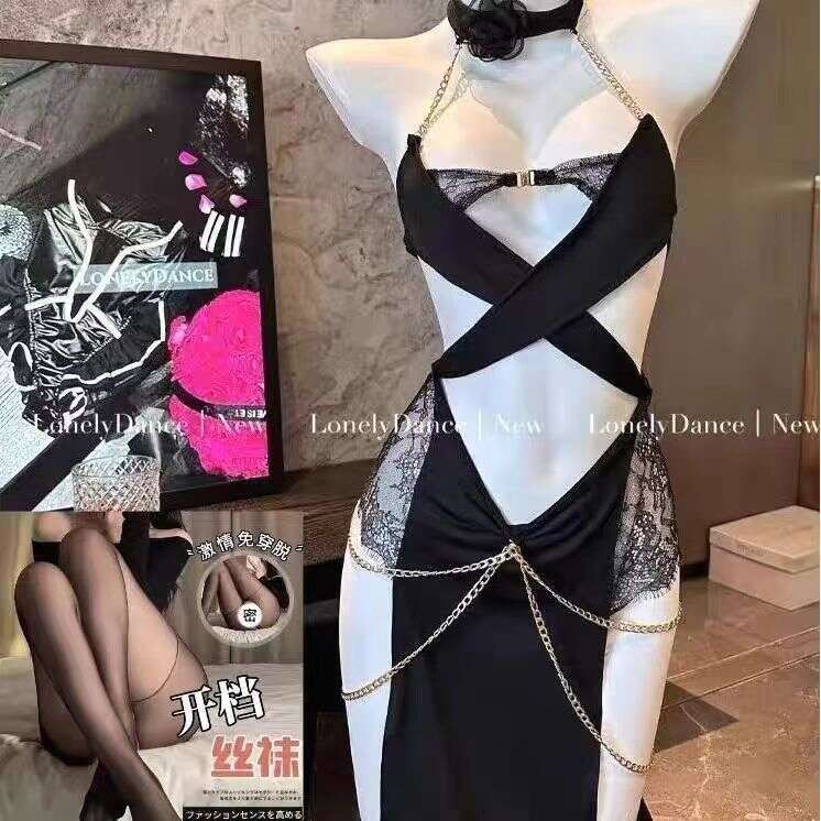 Sexy Lingerie Sexy Lingerie Chain Egyptian Charm Cat Girl Set Uniform Temptation Pure Desire See-Through No-Removal Halter Strap Women Lingerie