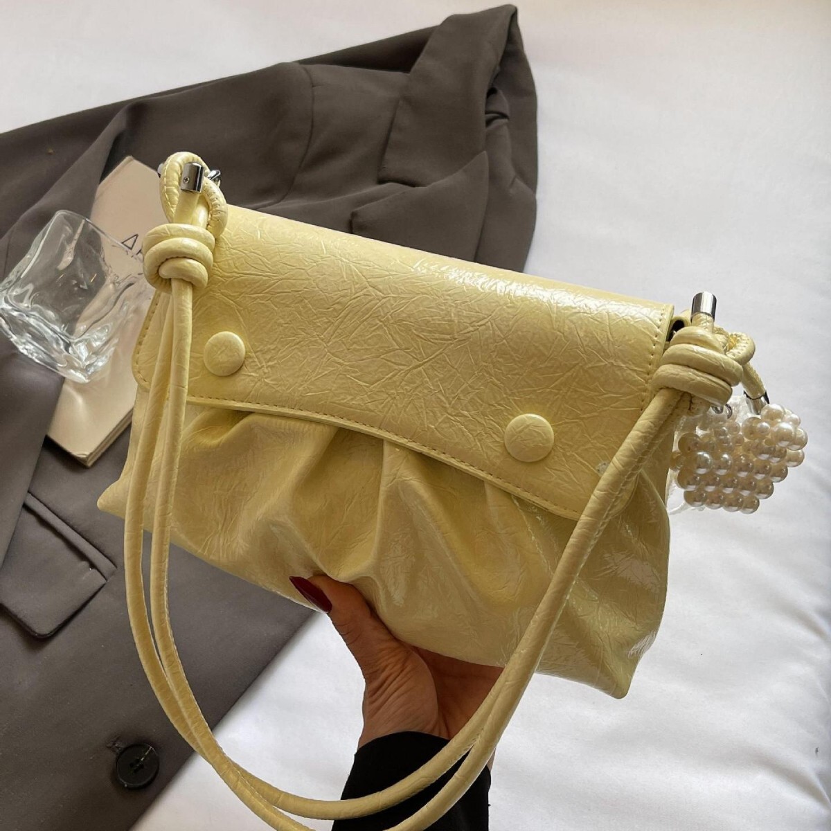 Free shipping designer Summer Trend Wrinkle Hot Style Small Square Bag for Women 2025 New Versatile Stylish Shoulder Bag Niche Fashion Underarm Bag