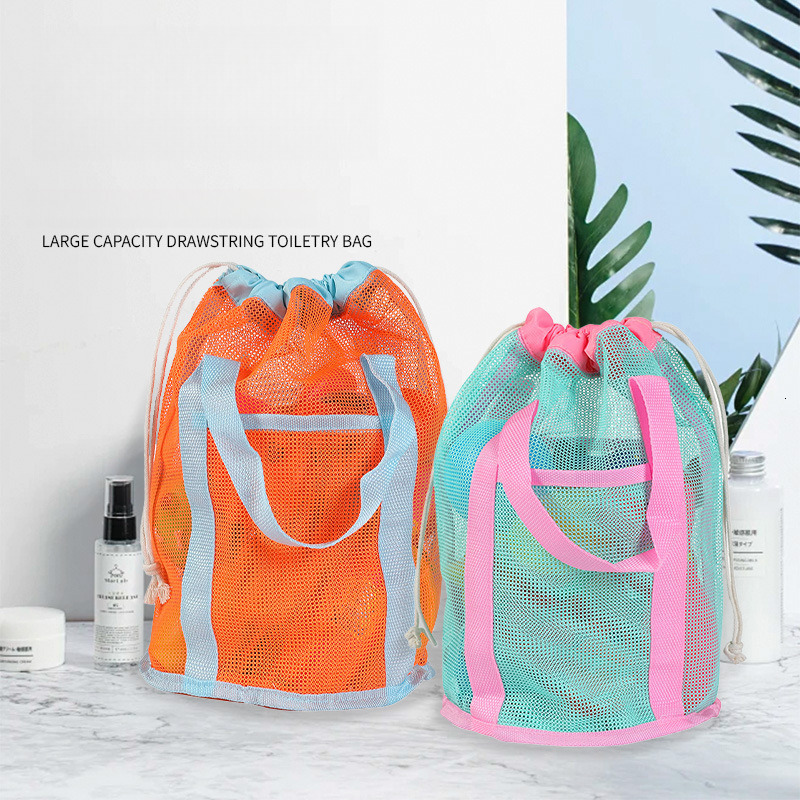 Children's Toy Storage Mesh Beach Handheld Drawstring Travel Toiletry Bathroom Swimming Bag