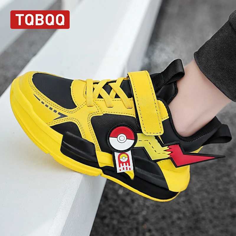 Kids Waterproof Leather Fashion Sneakers Boy and Girl Cute Sports Shoes Childrens Street Casual Walking Shoes - Yellow Z250618