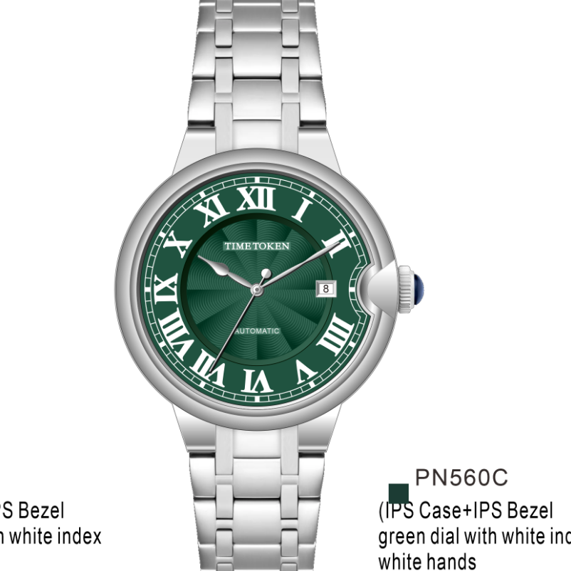 Luxury Balloon Style TIME TOKEN Fashionable Men's Watch with 304L Steel Case, Mechanical Movement, Sapphire Glass and 50M Water Resistance