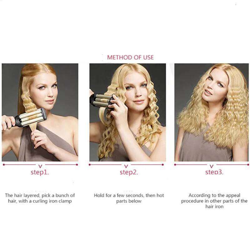 Pear Flower Head Three Tube Curling Iron for Curly with LCD Temperature Display Professional Styler Hair Curlers