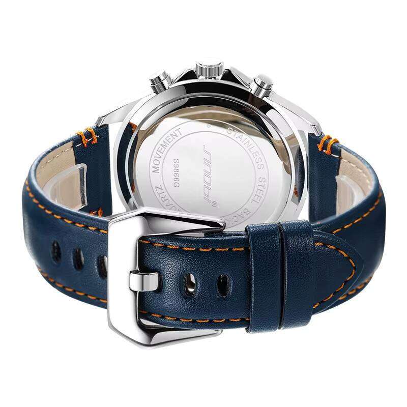 DHGadges Men Luxury Chronograph Watch Waterproof Quartz Watch with Leather Strap Multi Function Dial and Luminous Hands Model S9866G
