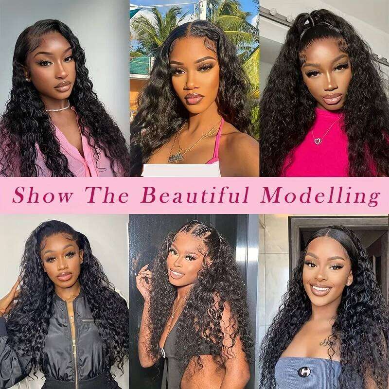 Alimice HD Frontal Human Hair Wigs Loose Deep Wave Lace Front Curly 5x5 Closure Wig For Women