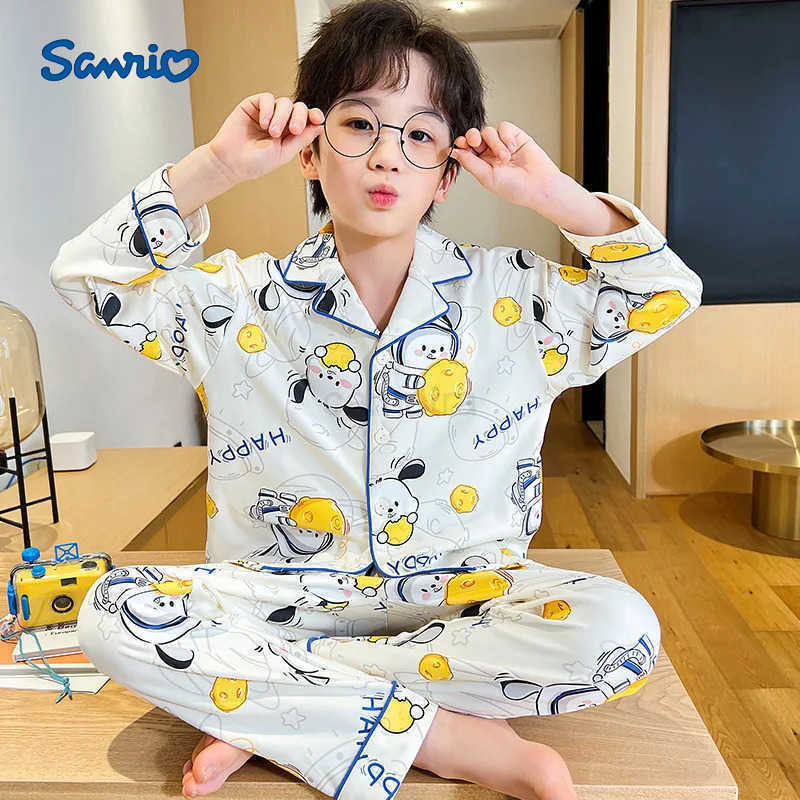 Sanrio Pochacco Sanrio Children Pajama Sets Kawaii Cartoon Print Kids Nightwear Set Comfortable Suitable Soft Indoor Clothes Autumn XJ250618XJ250618
