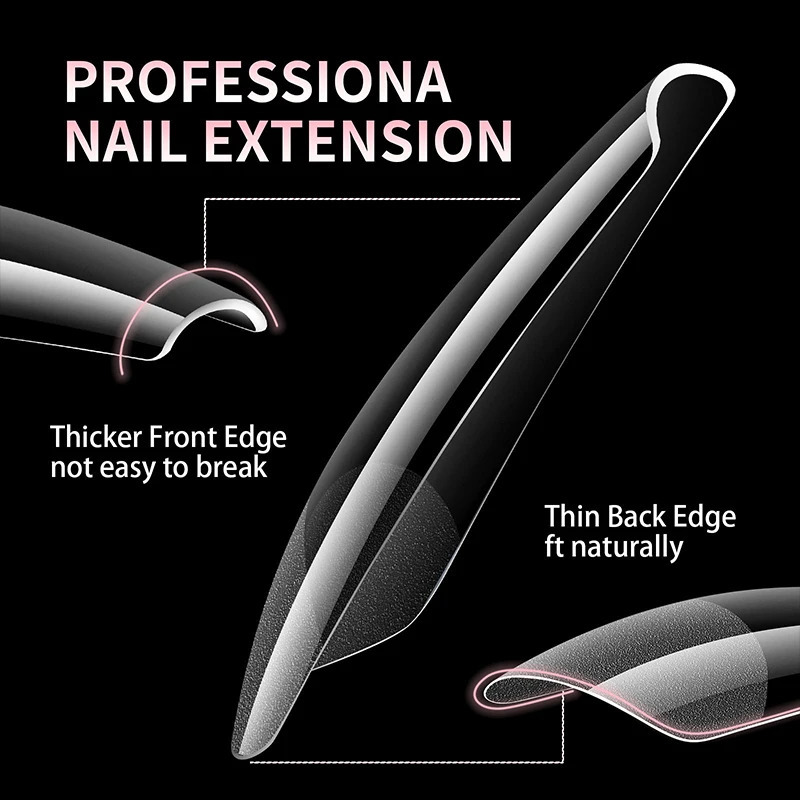 False Nail Tips Soft Gel Fingertip Semi-matte Capsules Almond French Coffin Full Cover Artificial Fake Nails Extension 250611 - view 3