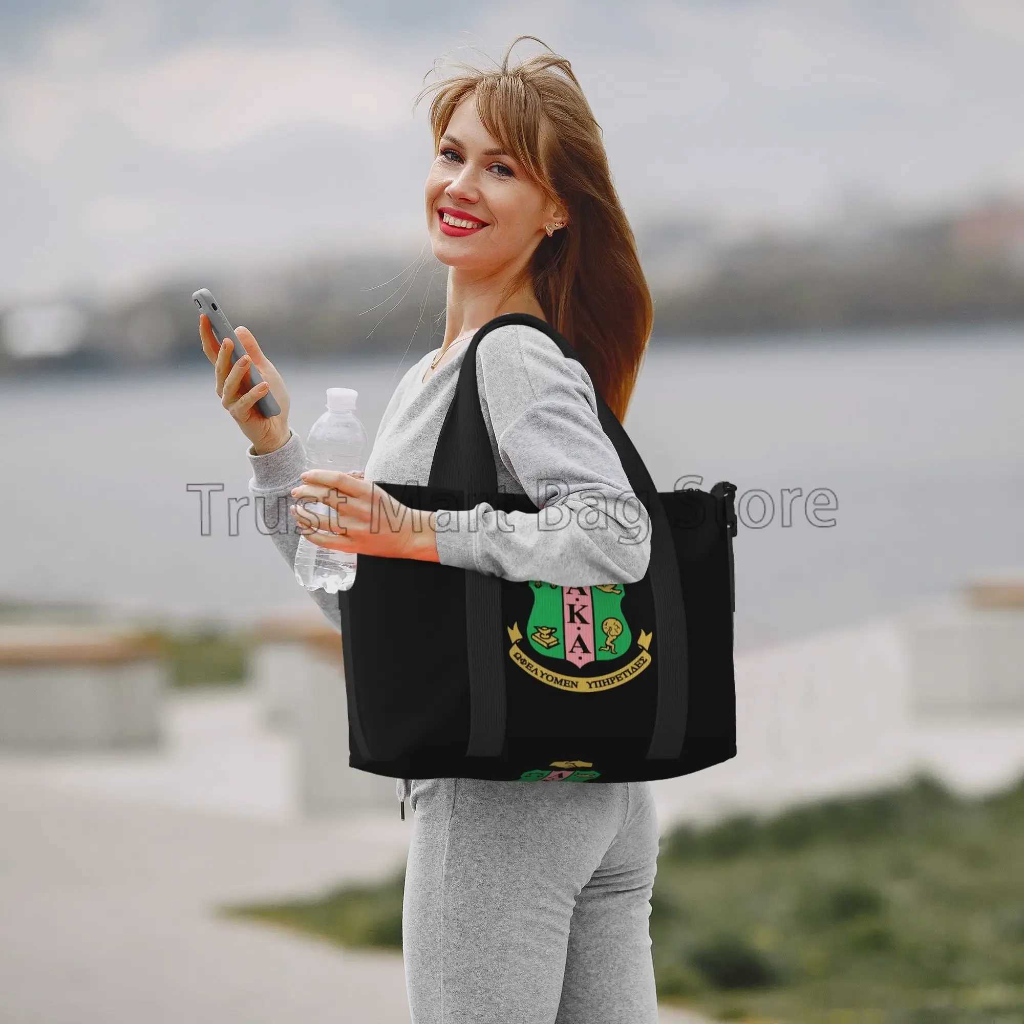 AKA Sorority Print Hand Travel Bag Sports Fishing Gym Yoga Luggage Tote Bag Multipurpose Waterproof Weekender Bags for Women Men W250618
