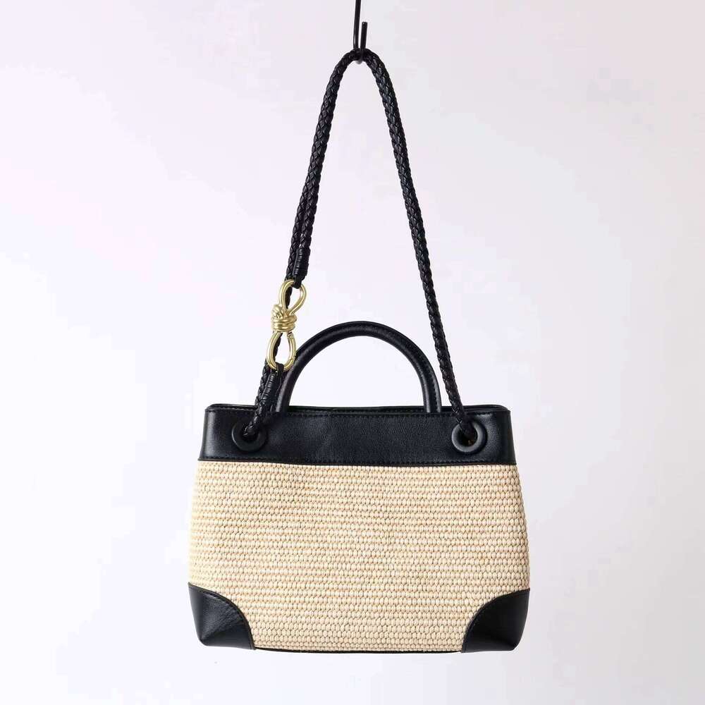 Summer Butterfly Rope Knot Rafia Cowhide Leather Handbag Fashion One-Shoulder Crossbody Bag Supports Custom Gold Hot Stamping