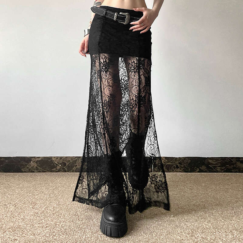 Summer New Women's Solid Color Slim Fit Bodycon Street Fashion High Waist Sheer Mesh Skirt B5