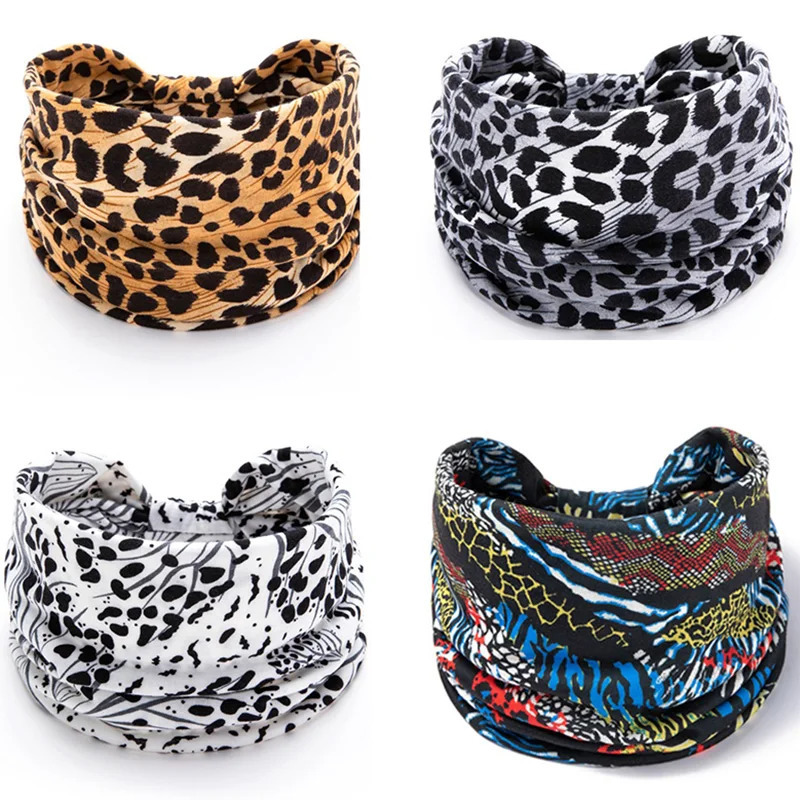 Women Wide -Side Pilates Elastic Hair Bands Yoga Leopard Print Headband Running Cycling Turban Makeup Hair Hoop Makeup Headwrap 250617