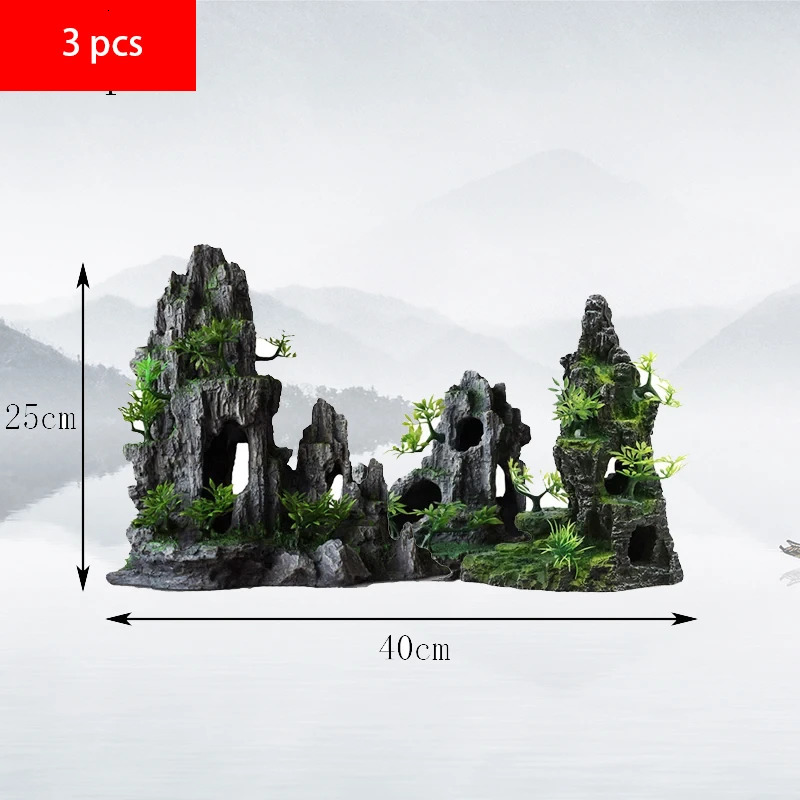 Large Aquarium Decorations Family Small Fish Tank Plant Decoration Simulation Rockery Ornaments Fish Farming Accessories 250613