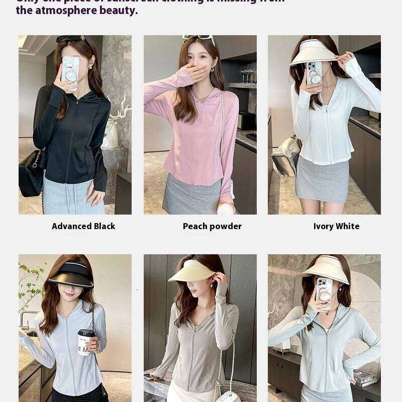 Long Sleeve Hooded Clothing Women, UV Protection Clothing, Original Thin Thread Section, Ice Silk for Outdoor Yoga, Summer