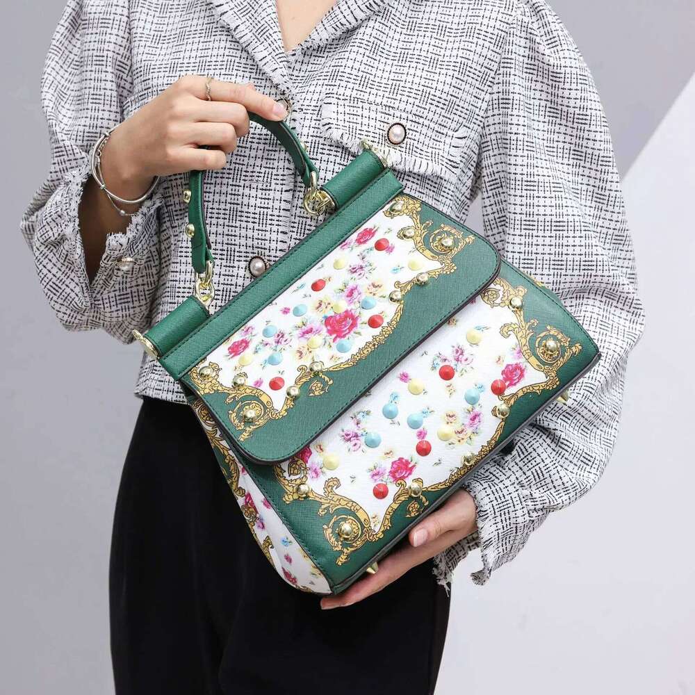 Women Bags Leather Vintage Painting Art Purse Handbags Girl Shoulder Cross Body Messenger Bag Female Totes Braccialini Style