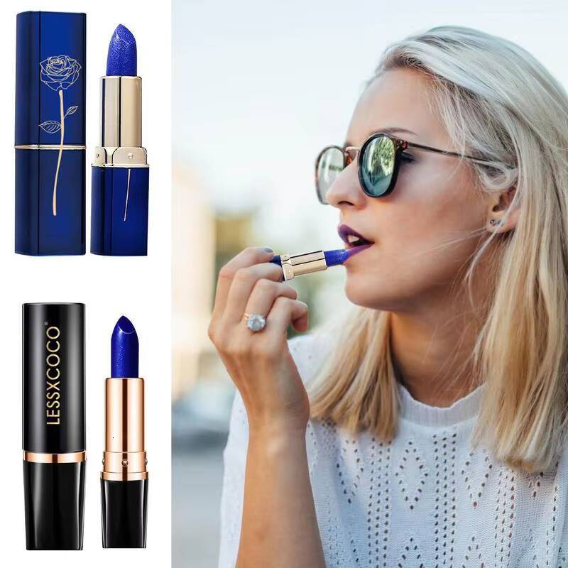 Changing Magical Blue Color Change Lipstick Moisturizing Non-stick Cup Waterproof Lip Gloss For Women happy