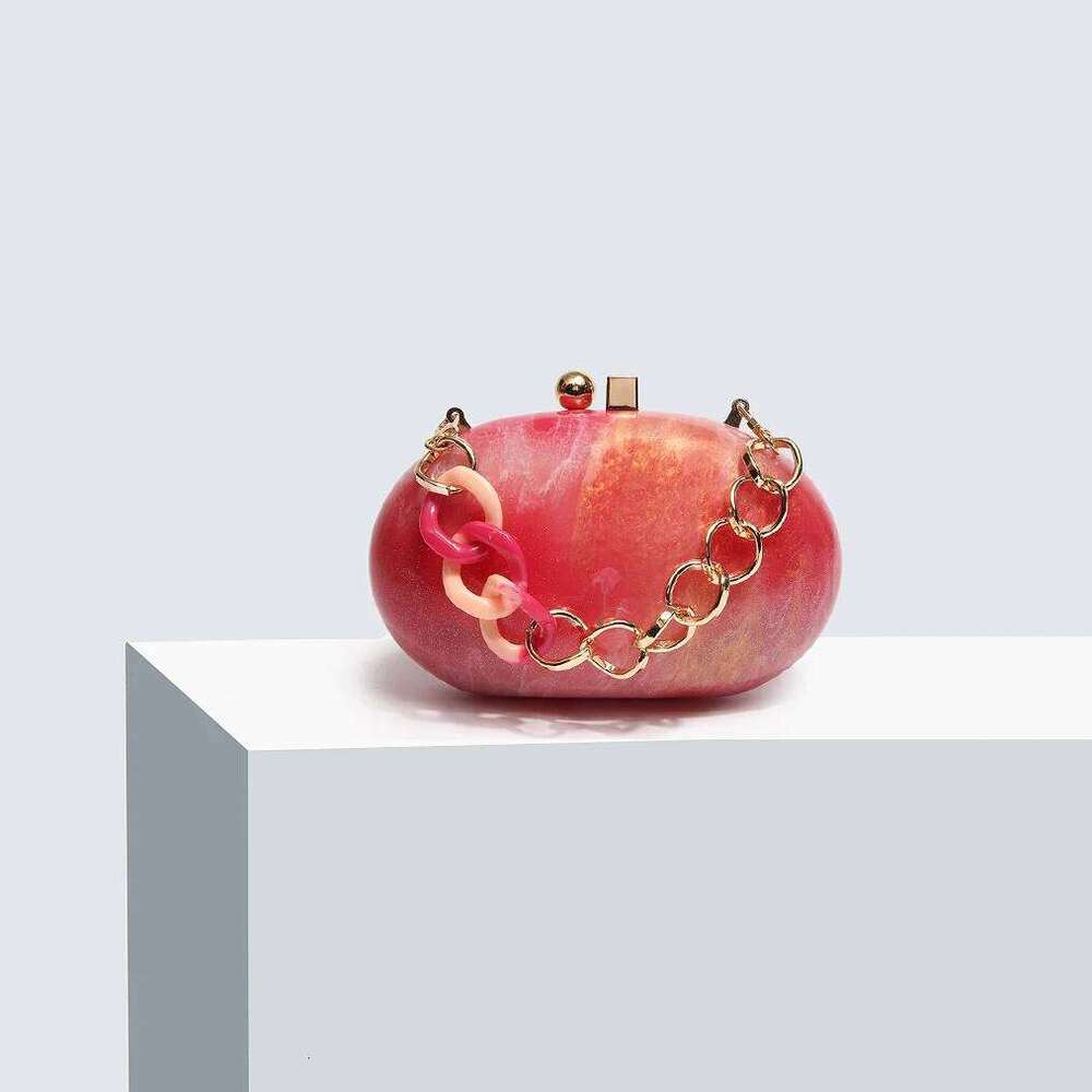 Pearlescent Coffee Oval Head Fashion Crossbody Shoulder European and American Acrylic Evening Bag