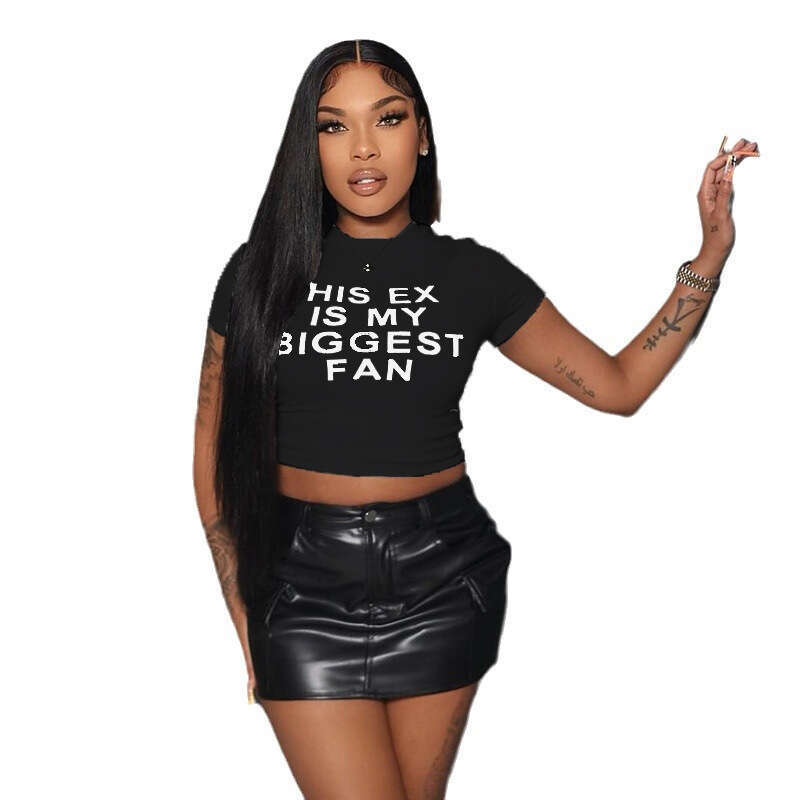 New Women's Fashion Sexy Hot Girl Letter Print T-Shirt Short Sleeve Women B5