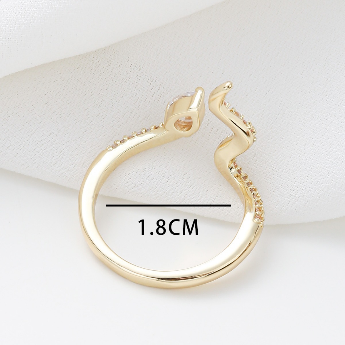 Korean Style Fresh and Simple Women's Ring, Personalized Twisted Snake Inlaid Zircon Adjustable Open Ring for Index Finger
